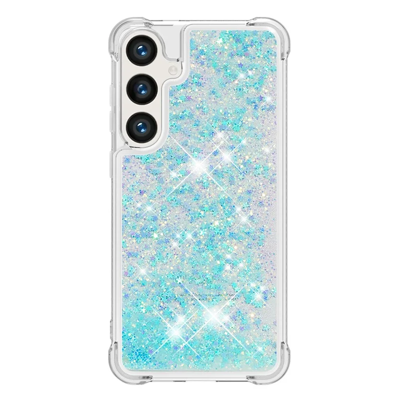 For Samsung Galaxy S24+ TPU-case Glitter Quicksand stødfast bagside - Blå / Femstjerne