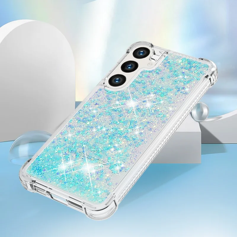 For Samsung Galaxy S24+ TPU-case Glitter Quicksand stødfast bagside - Blå / Femstjerne