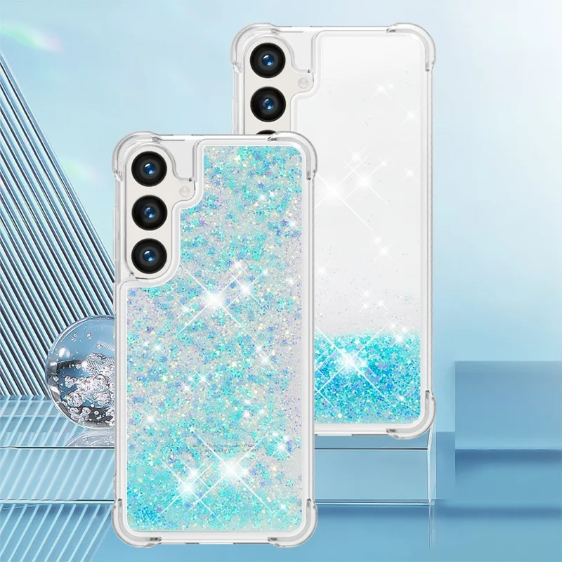 For Samsung Galaxy S24+ TPU-case Glitter Quicksand stødfast bagside - Blå / Femstjerne