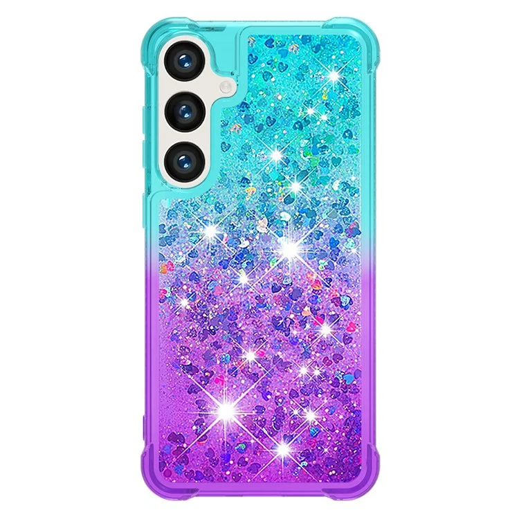 Série Quicksand YB-3 para Samsung Galaxy S24 Case Gradient Liquid Quicksand Phone Cover - Azul Céu+Roxo