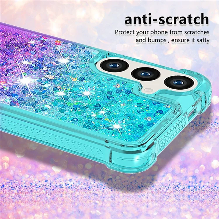 Série Quicksand YB-3 para Samsung Galaxy S24 Case Gradient Liquid Quicksand Phone Cover - Azul Céu+Roxo
