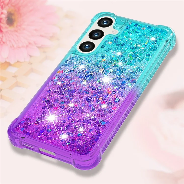 Série Quicksand YB-3 para Samsung Galaxy S24 Case Gradient Liquid Quicksand Phone Cover - Azul Céu+Roxo