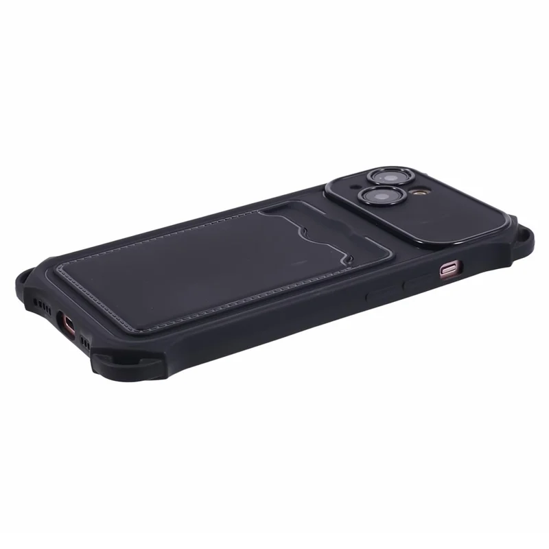 HRX Series for iPhone 14 TPU Case Card Holder Mobile Phone Cover (Precise Cutout) - Black