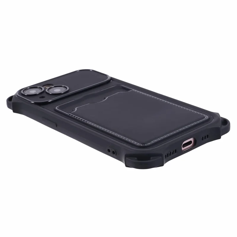 HRX Series for iPhone 14 TPU Case Card Holder Mobile Phone Cover (Precise Cutout) - Black