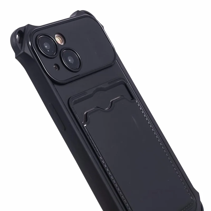 HRX Series for iPhone 14 TPU Case Card Holder Mobile Phone Cover (Precise Cutout) - Black