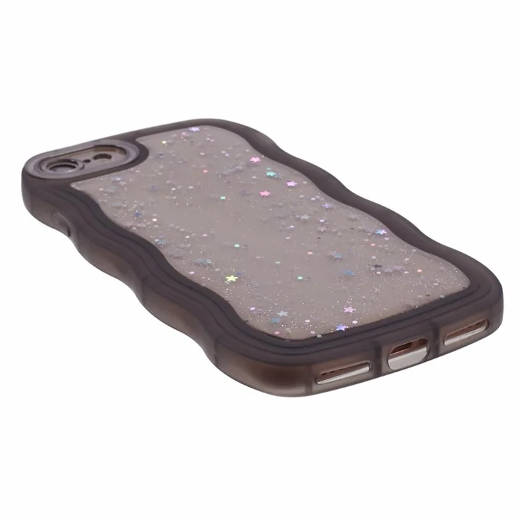 JTW Series for iPhone 7 / 8 / SE (2020) / SE (2022) Case Glitter Stars Wavy Edge TPU Cover - Black