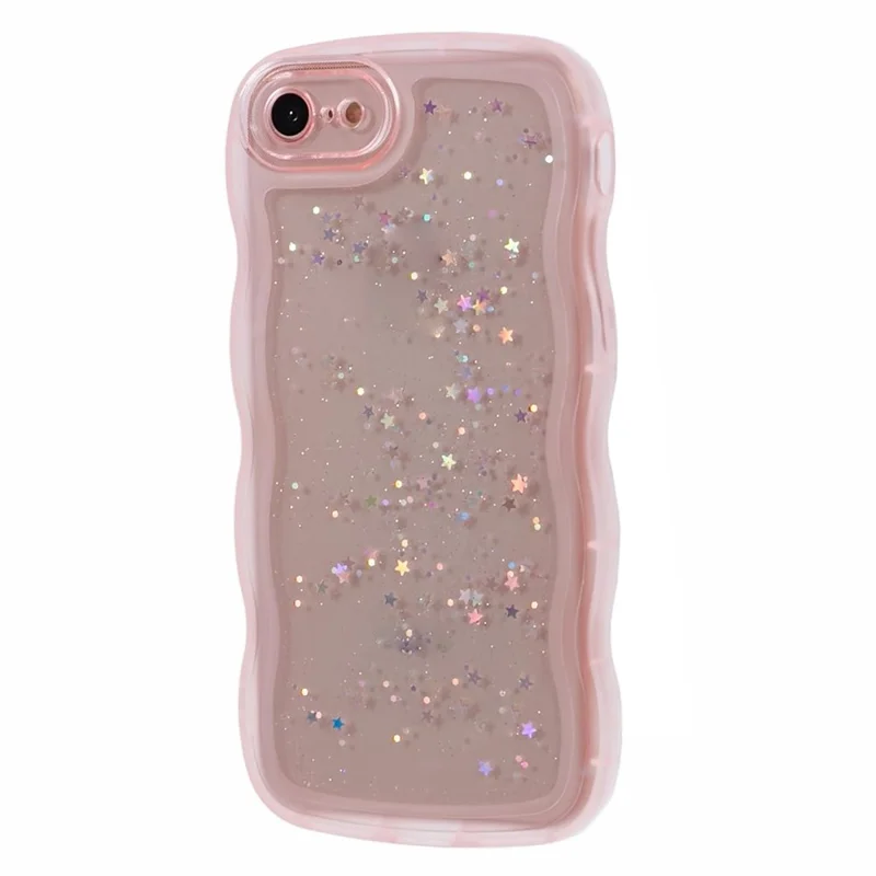JTW Series for iPhone 7 / 8 / SE (2020) / SE (2022) Case Glitter Stars Wavy Edge TPU Cover - Pink