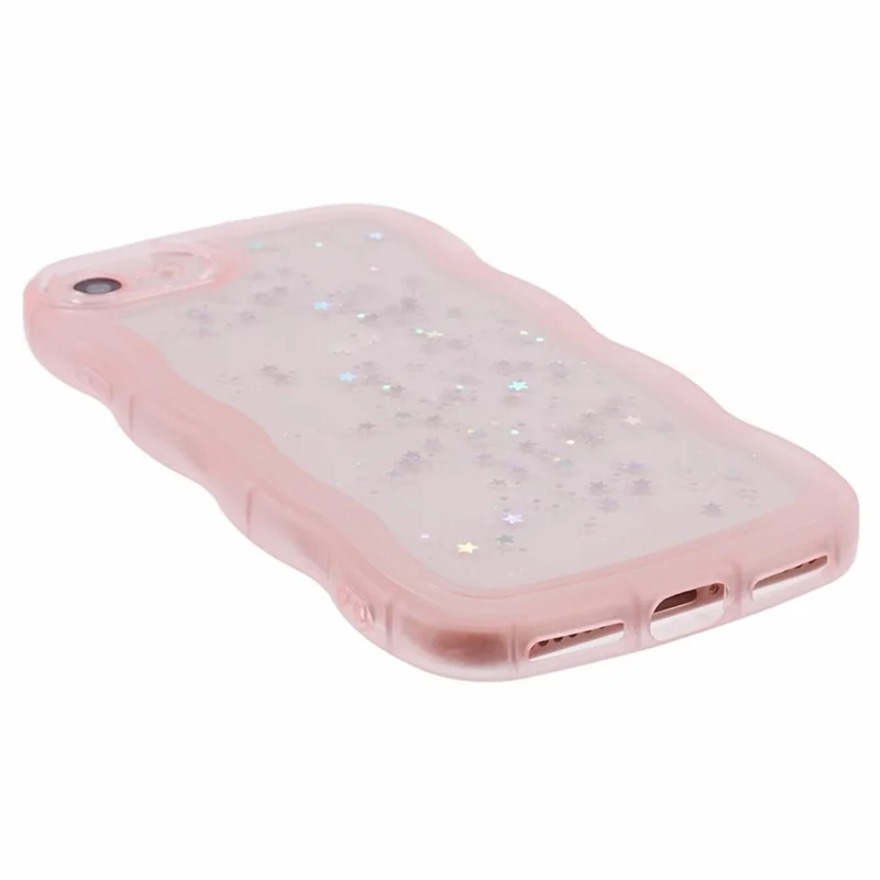 JTW Series for iPhone 7 / 8 / SE (2020) / SE (2022) Case Glitter Stars Wavy Edge TPU Cover - Pink