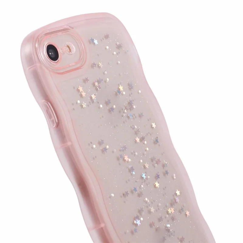 JTW Series for iPhone 7 / 8 / SE (2020) / SE (2022) Case Glitter Stars Wavy Edge TPU Cover - Pink