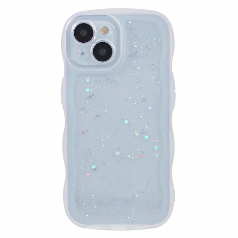 Série JTW para Capa de iPhone 15 Plus Glitter Sequins Epoxy TPU Phone Back Cover - Branco
