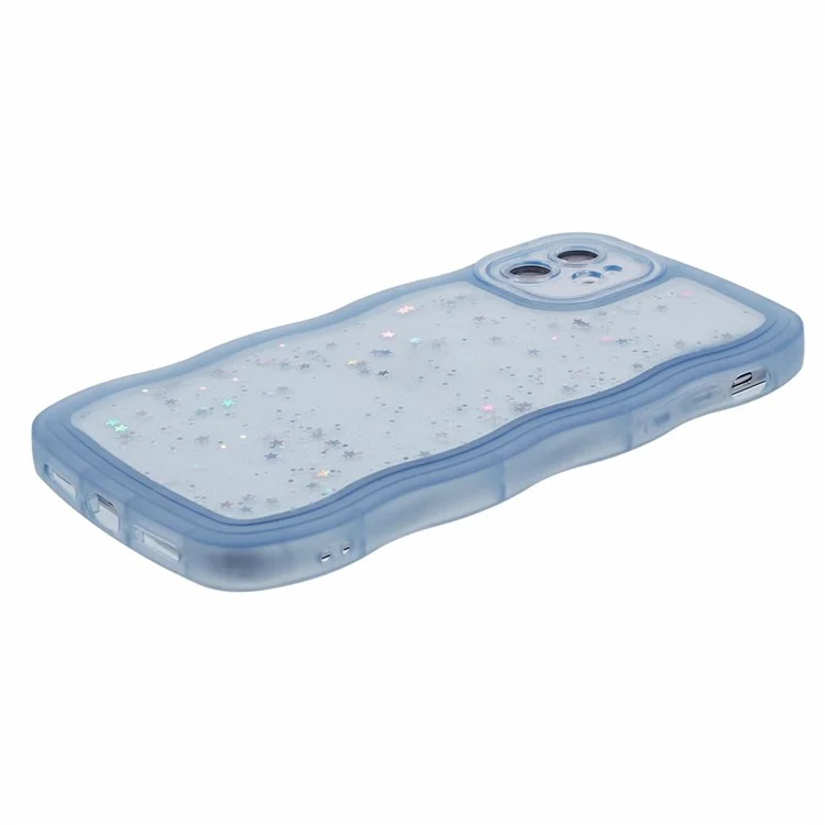 JTW Series for iPhone 11 TPU Case Glitter Stars Wavy Edge Protective Phone Cover - Blue