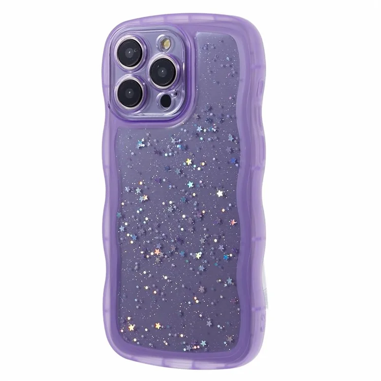 JTW-Serie für iPhone 15 Pro Max Epoxidharz-Hülle mit Glitzersternen TPU-Handyhülle - Lila