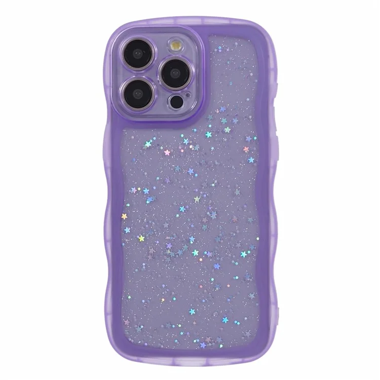 JTW-Serie für iPhone 15 Pro Max Epoxidharz-Hülle mit Glitzersternen TPU-Handyhülle - Lila