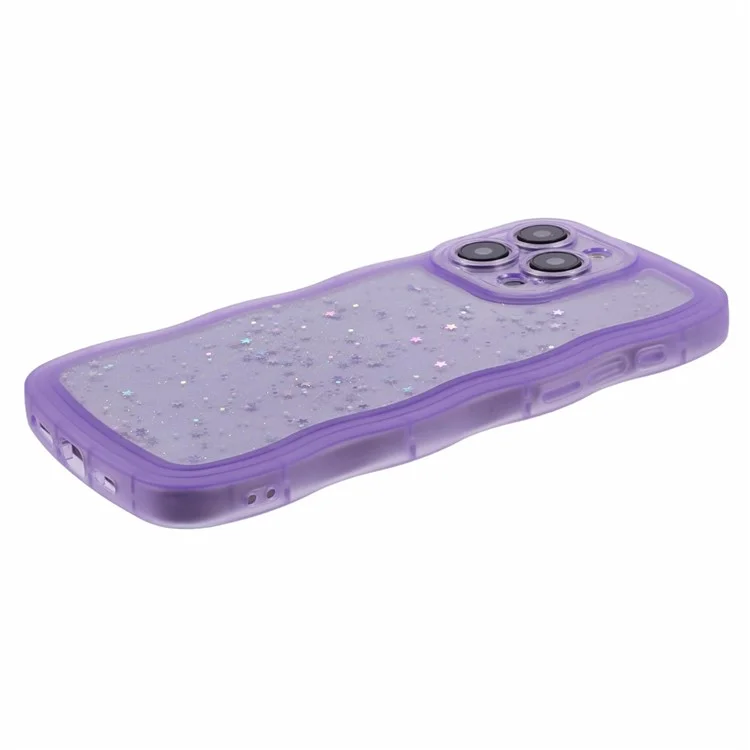 JTW-Serie für iPhone 15 Pro Max Epoxidharz-Hülle mit Glitzersternen TPU-Handyhülle - Lila