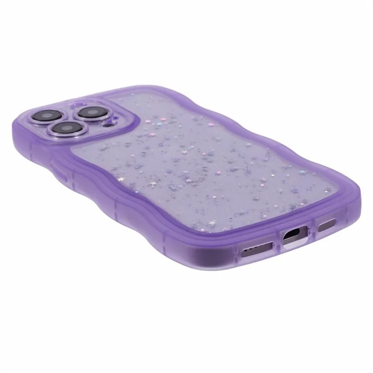 JTW-Serie für iPhone 15 Pro Max Epoxidharz-Hülle mit Glitzersternen TPU-Handyhülle - Lila