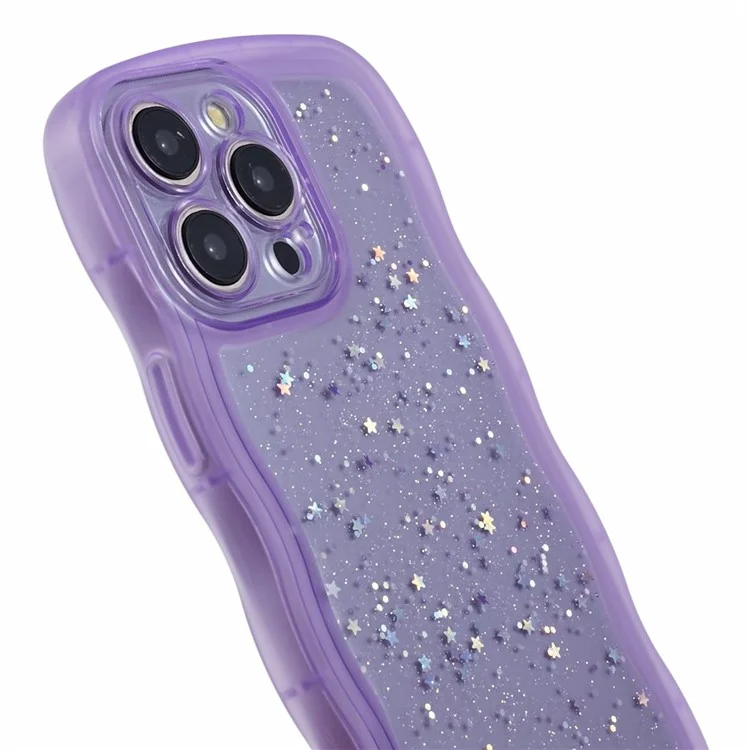 JTW-Serie für iPhone 15 Pro Max Epoxidharz-Hülle mit Glitzersternen TPU-Handyhülle - Lila