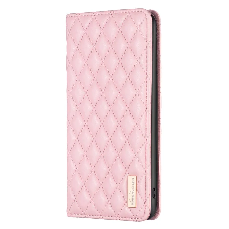 BINFEN COLOR BF Style-16 Per Xiaomi Redmi 13C 4G / 13C 5G / 13R 5G / Poco M6 5G / Poco C65 4G Cover Porta Carte Stile Libro Cover in Pelle - Rosa