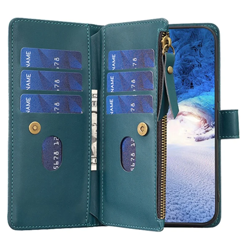 BF Style-19 для Xiaomi Redmi 13C 4G / 13C 5G / 13R 5G / Poco M6 5G / Poco C65 4G Чехол-кошелек из искусственной кожи с защитой от падения - Зеленый