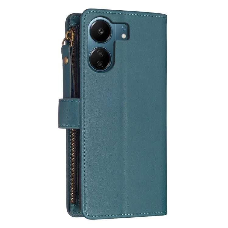 BF Style-19 для Xiaomi Redmi 13C 4G / 13C 5G / 13R 5G / Poco M6 5G / Poco C65 4G Чехол-кошелек из искусственной кожи с защитой от падения - Зеленый