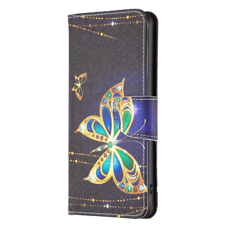 Per Xiaomi Redmi 13C 4G / 13C 5G / 13R 5G / Poco M6 5G / Poco C65 4G Custodia Stampa Motivo Portafoglio Supporto Cover - Gioiello Farfalla