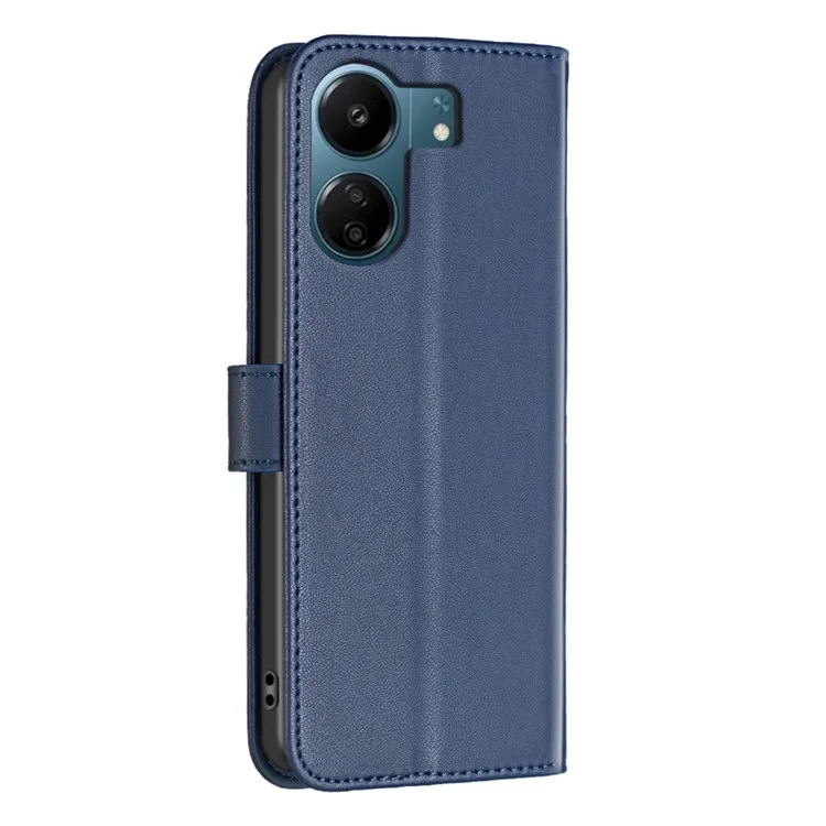 BINFEN COLOR BF17 Para Xiaomi Redmi 13C 4G / 13C 5G / 13R 5G / Poco M6 5G / Poco C65 4G Capa em Couro PU Horizontal com Suporte - Azul