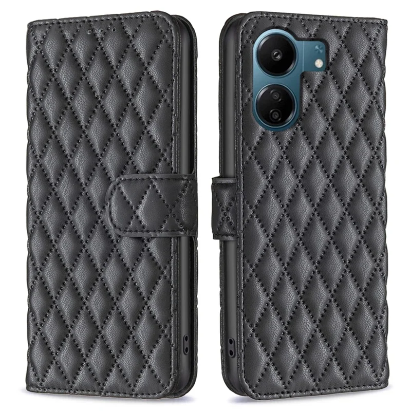 BINFEN COLOR BF Style-14 For Xiaomi Redmi 13C 4G / 13C 5G / 13R 5G / Poco M6 5G / Poco C65 4G Case Stand Leather Cover with Wallet - Black