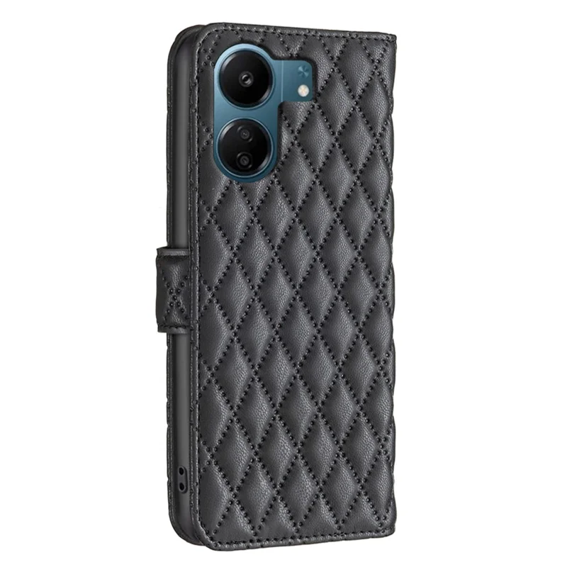 BINFEN COLOR BF Style-14 For Xiaomi Redmi 13C 4G / 13C 5G / 13R 5G / Poco M6 5G / Poco C65 4G Case Stand Leather Cover with Wallet - Black