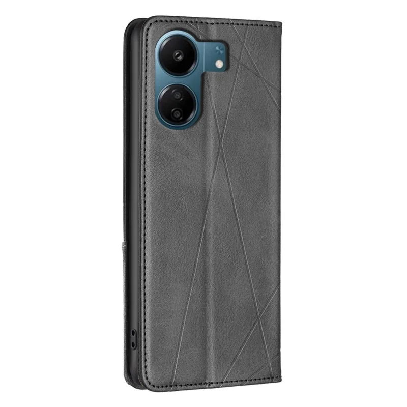For Xiaomi Redmi 13C 4G / 13C 5G / 13R 5G / Poco M6 5G / Poco C65 4G Case PU Leather Phone Cover Anti-Scratch Shell with Card Slots - Black