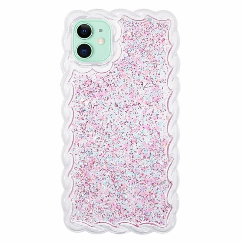 JTW Series for iPhone 12 / 12 Pro Case Twisted Edges Glitter Sequins Epoxy Phone Cover - Pink