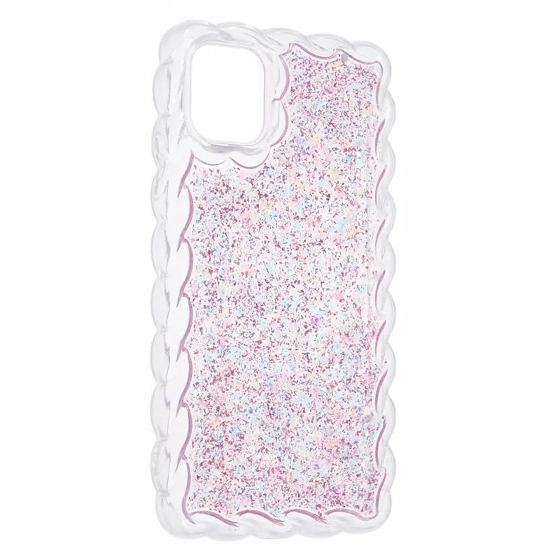 JTW Series for iPhone 12 / 12 Pro Case Twisted Edges Glitter Sequins Epoxy Phone Cover - Pink