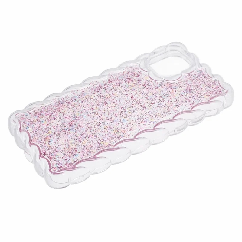 JTW Series for iPhone 12 / 12 Pro Case Twisted Edges Glitter Sequins Epoxy Phone Cover - Pink