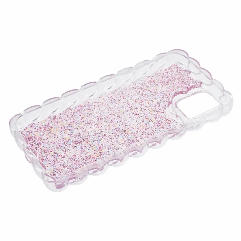 JTW Series for iPhone 12 / 12 Pro Case Twisted Edges Glitter Sequins Epoxy Phone Cover - Pink