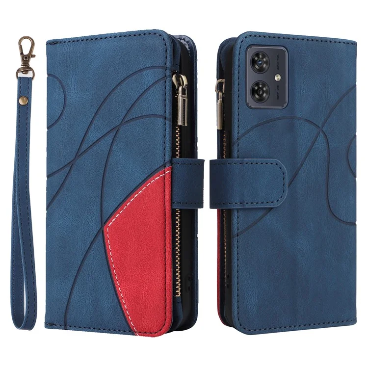 KT Multi-function Series-5 For Motorola Moto G54 5G Case Leather Phone Stand Cover Magnetic Splicing Wallet - Azul