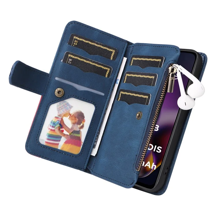 KT Multi-function Series-5 For Motorola Moto G54 5G Case Leather Phone Stand Cover Magnetic Splicing Wallet - Azul