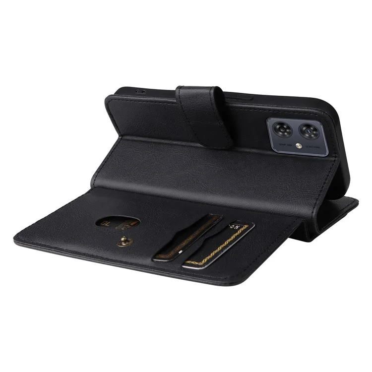 KT Multi-functional Series-1 Para Capa Motorola Moto G54 5G Case 10 Slots de Cartão Carteira de Couro - Preto