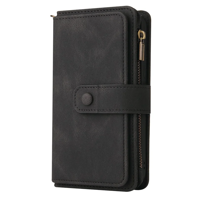 KT Multi-Functional Series-2 Para Funda de Teléfono Motorola Moto G84 5G Cubierta de Caso Bolsillo con Cremallera Cartera de Piel - Negro