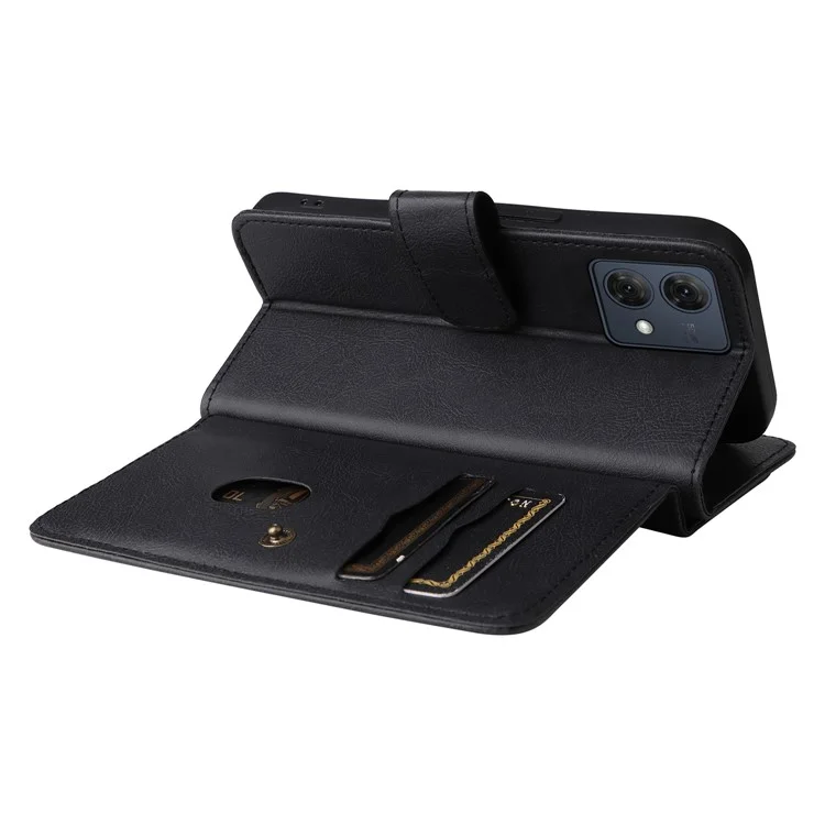 For Motorola Moto G84 5G Leather Case with 10 Card Holder Phone Cover Stand - Black
