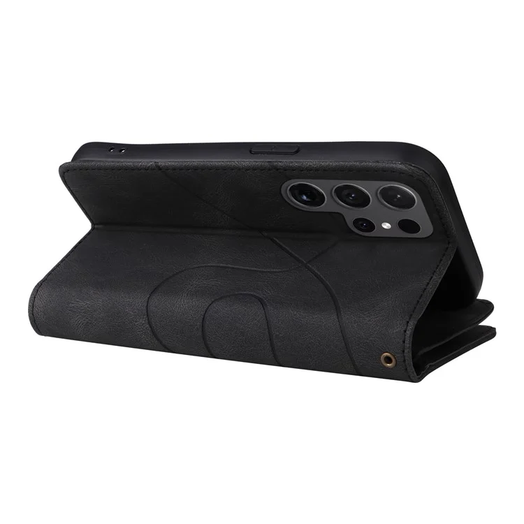 For Samsung Galaxy S24 Ultra Leather Case with Strap Zipper 9 Card Slot Phone Cover Stand - Black