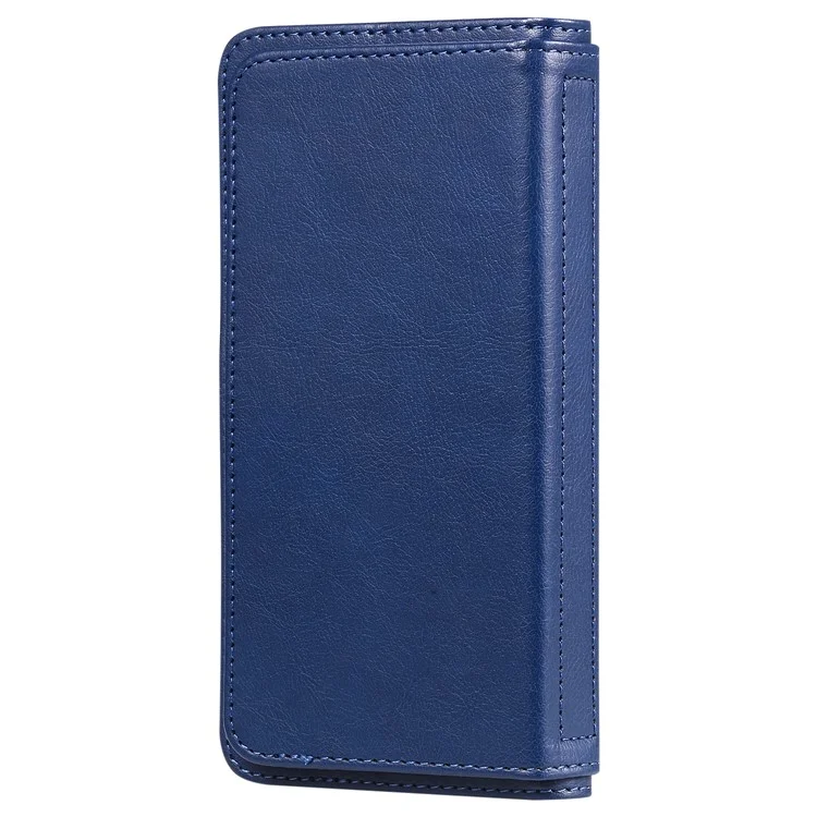 For Samsung Galaxy S24 Ultra Leather Case with 10 Card Holder Phone Cover Stand - Blue