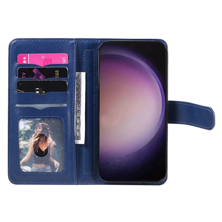 For Samsung Galaxy S24 Ultra Leather Case with 10 Card Holder Phone Cover Stand - Blue