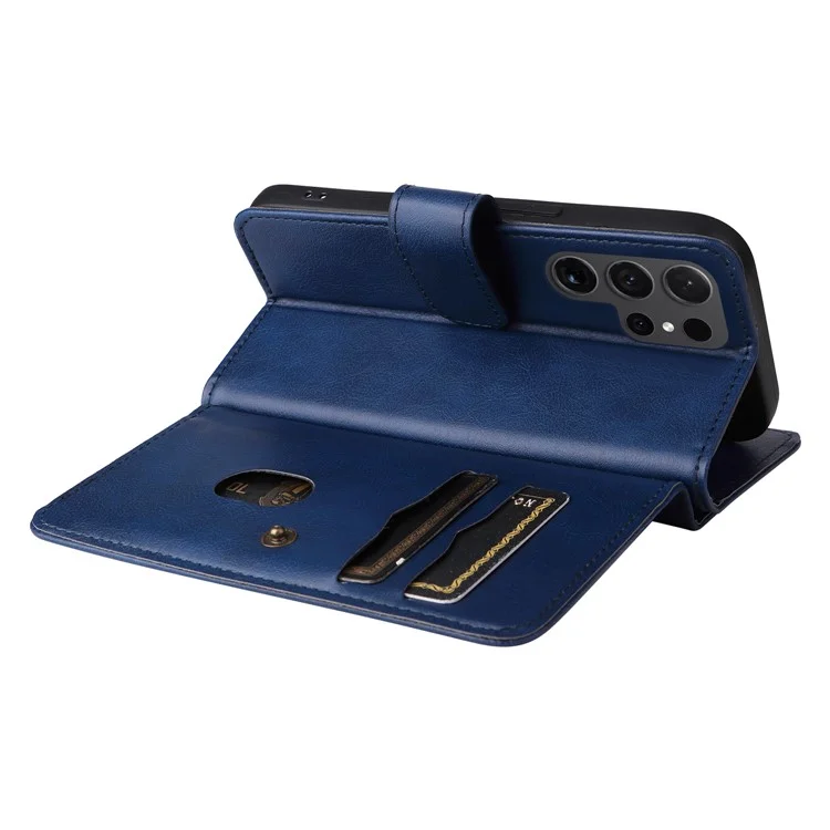 For Samsung Galaxy S24 Ultra Leather Case with 10 Card Holder Phone Cover Stand - Blue