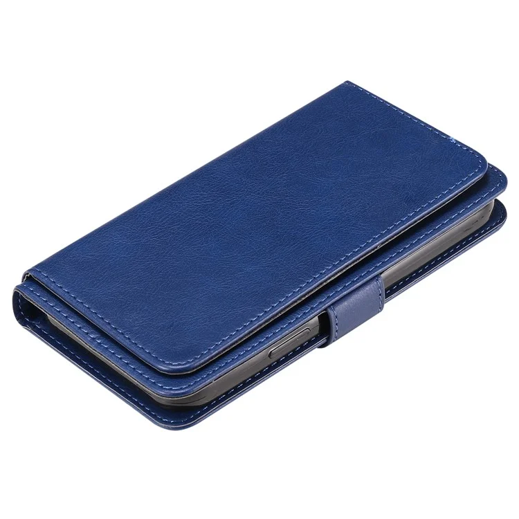 For Samsung Galaxy S24 Ultra Leather Case with 10 Card Holder Phone Cover Stand - Blue