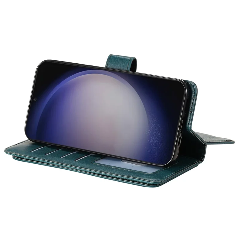 Voor Samsung Galaxy S25+ / S24+ Leren Hoesje met 10 Kaarthouder en Standfunctie - Groen