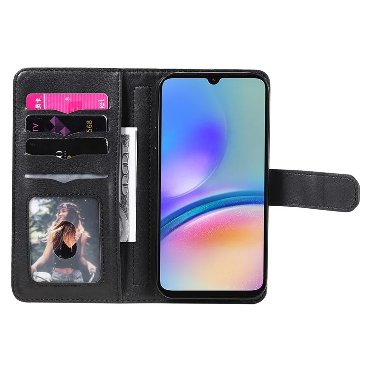 For Samsung Galaxy A05s 4G Leather Case with 10 Card Holder Phone Cover Stand - Black