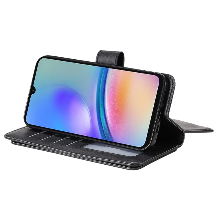 For Samsung Galaxy A05s 4G Leather Case with 10 Card Holder Phone Cover Stand - Black