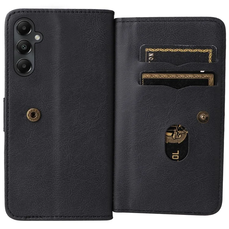 For Samsung Galaxy A05s 4G Leather Case with 10 Card Holder Phone Cover Stand - Black