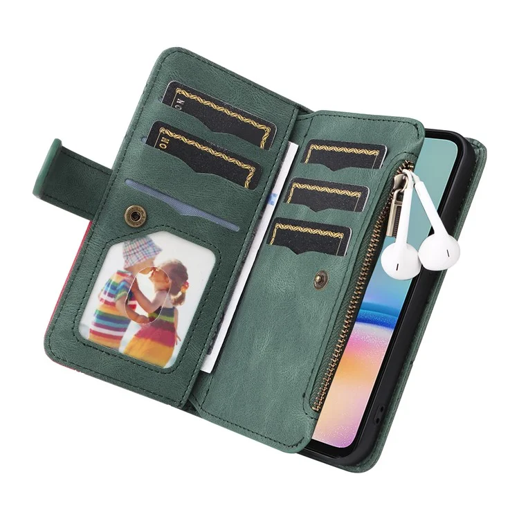 KT Serie multipropósito-5 para Samsung Galaxy A05s 4G Funda, Cubierta de teléfono de cuero magnético con cartera y soporte - Verde