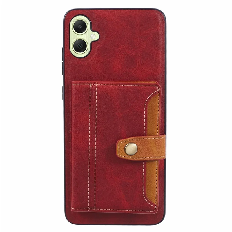 For Samsung Galaxy A05 4G Case Kickstand Phone Cover with Card Holder - Red