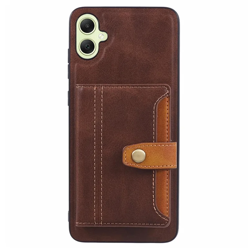 For Samsung Galaxy A05 4G Case Kickstand Phone Cover with Card Holder - Brown