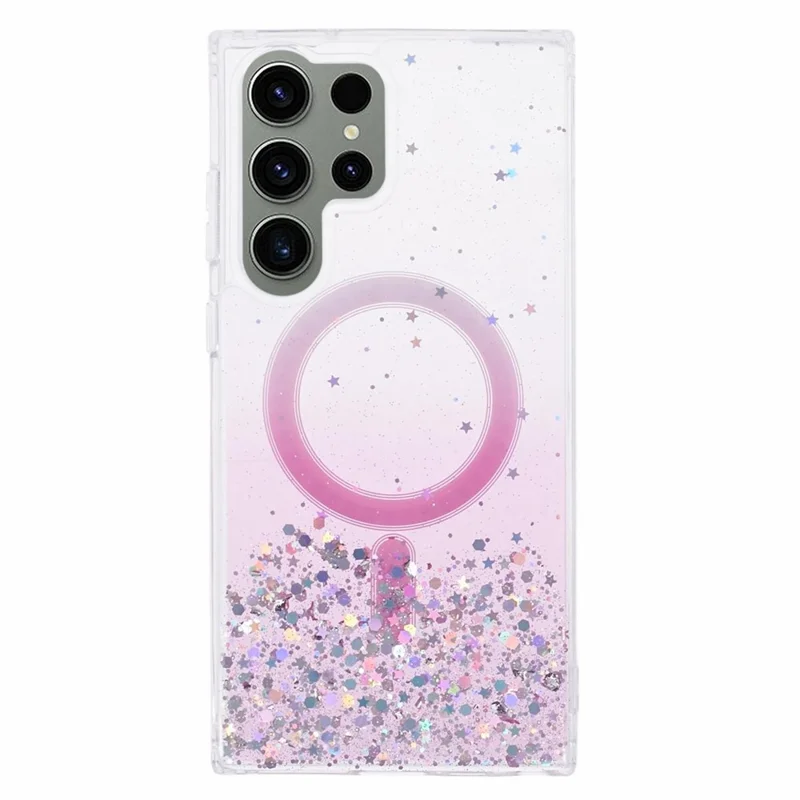 JTW Series for Samsung Galaxy S23 Ultra Case Gradient Glitter Epoxy Magnetic Phone Cover - Pink